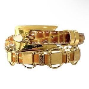 Nanni Milano Vintage Gator/Croc Embossed Leather Chain & Enamel XS